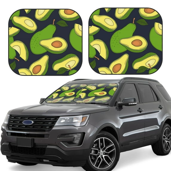 Kll Fresh Avocado Windshield Sun Shade 2-Piece Foldable Car Front Window Sunshade For Most Sedans Suv Truck- Medium
