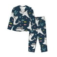 thumbnail image 1 of Kll Friendly Smiling Sharks Print Women'S Long Sleeve Pajamas With Pants Sleepwear Loungewear 2 Set-Large, 1 of 9