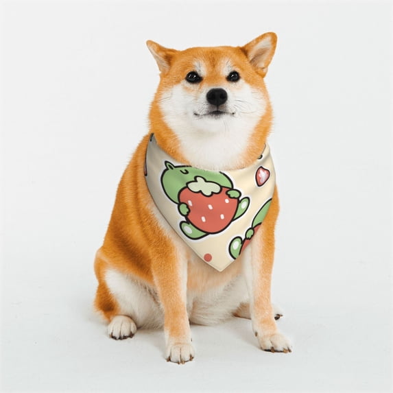 Kll Frog Hold Strawberry Dog Bandanas,Triangle Reversible Pet Scarf For Small Medium Large And Extra Large Dogs-Large