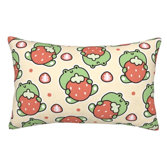 Kll Frog Hold Strawberry Pillow Covers Envelope Closure,Super Soft And Cozy Fuzzy Fleece Pillow Case Cover 14"X20"