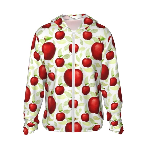 Kll Fruit Apples Print Men'S Women’s Upf 50+ Sun Protection Outdoor Hoodie Jacket Long Sleeve Fishing Hiking Performance Shirt- 3x-Large