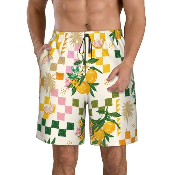 Kll Fruit Men'S Casual Summer Beach Shorts Hawaiian Shorts With Pockets-3x-Large