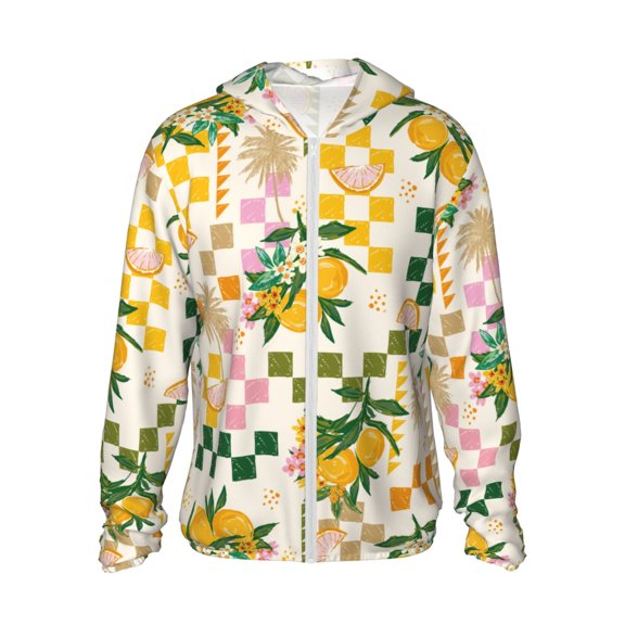 Kll Fruit Print Men'S Women’s Upf 50+ Sun Protection Outdoor Hoodie Jacket Long Sleeve Fishing Hiking Performance Shirt- Small