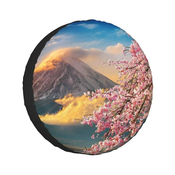 Kll Fuji Mountain And Cherry Blossoms In Spring Tire Cover,Universal Wheel Tire Cover For Trailer, Rv, Suv, Truck,Camper And Many Vehicle,(15 Inch)