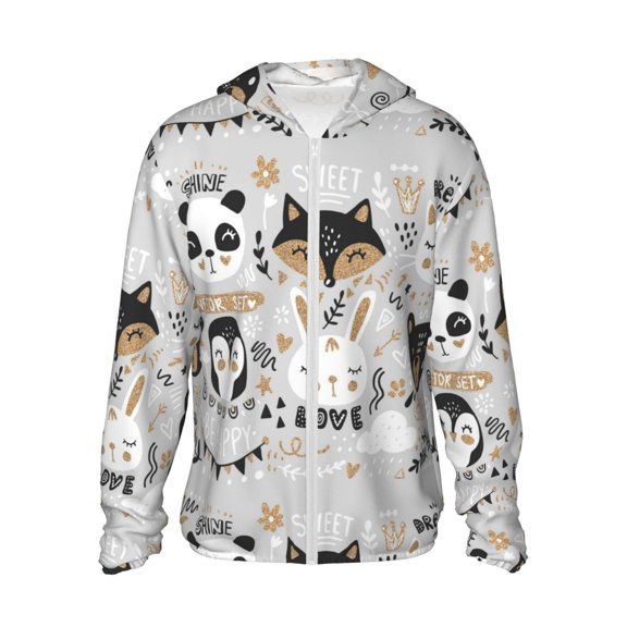 Kll Funny Animals Series Print Men'S Women’s Upf 50 Sun Protection Outdoor Hoodie Jacket Long Sleeve Fishing Hiking Performance Shirt- Small