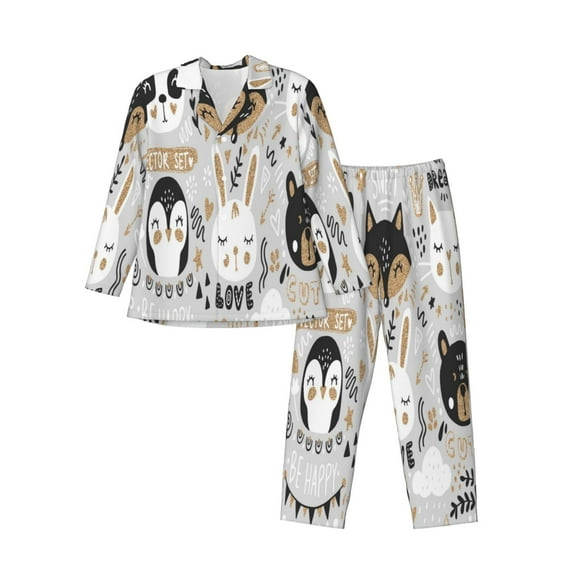 Kll Funny Animals Series Sleepwear Mens Flannel Pajamas,Long Cotton Pj Set