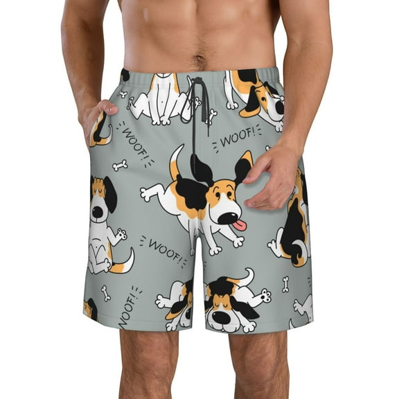 Kll Funny Beagle Active Dog Men'S Casual Summer Beach Shorts Hawaiian Shorts With Pockets-Xx-Large