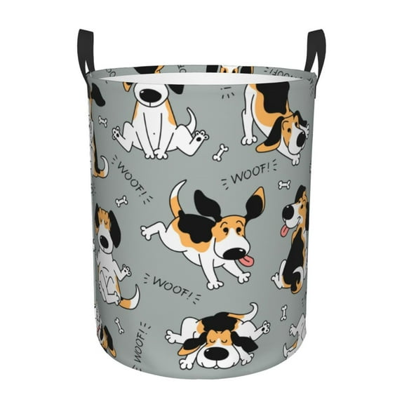 Kll Funny Beagle Active Dog Waterproof Foldable Laundry Hamper Bucket With Handles For Storage Bin,Kids Room,Home Organizer (Small)