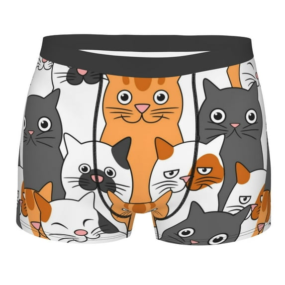 Kll Funny Cats Men'S Cotton Boxer Briefs Underwear-Small