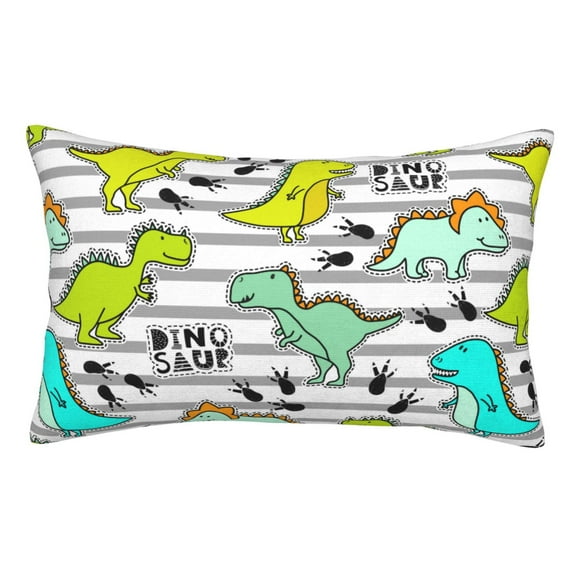 Kll Funny Dinosaurs On Stripes Pillow Covers Envelope Closure,Super Soft And Cozy Fuzzy Fleece Pillow Case Cover 14"X20"