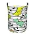 thumbnail image 1 of Kll Funny Dinosaurs On Stripes Waterproof Foldable Laundry Hamper Bucket With Handles For Storage Bin,Kids Room,Home Organizer (Small), 1 of 1