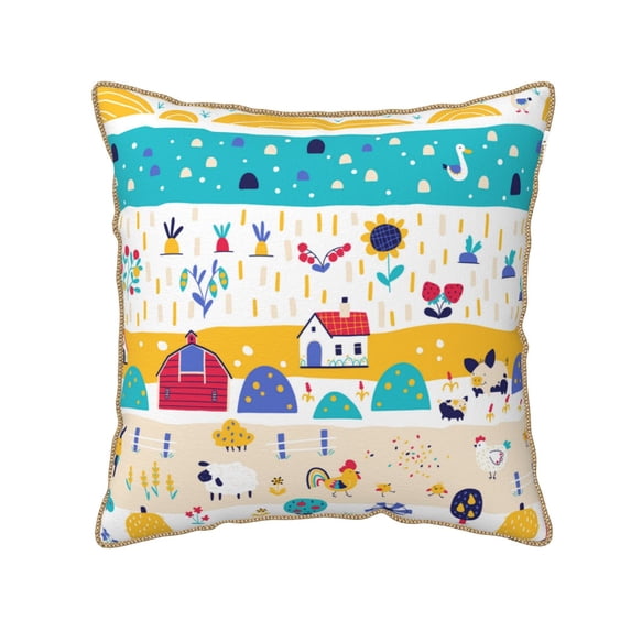 Kll Funny Farm Decorative Throw Pillow Covers Velvet Soft For Couch Sofa Bedroom Living Room Outdoor -16"X16"