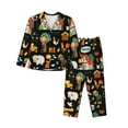 thumbnail image 1 of Kll Funny Farmers Print Women'S Long Sleeve Pajamas With Pants Sleepwear Loungewear 2 Set-Large, 1 of 9
