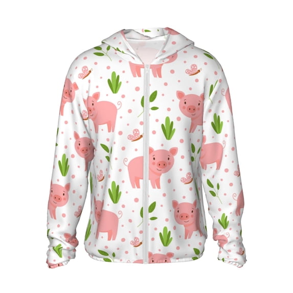 Kll Funny Little Pigs Print Men'S Women’s Upf 50+ Sun Protection Outdoor Hoodie Jacket Long Sleeve Fishing Hiking Performance Shirt- 3x-Large