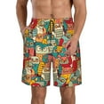 thumbnail image 1 of Kll Funny Owl Bird Men'S Casual Summer Beach Shorts Hawaiian Shorts With Pockets-3x-Large, 1 of 9