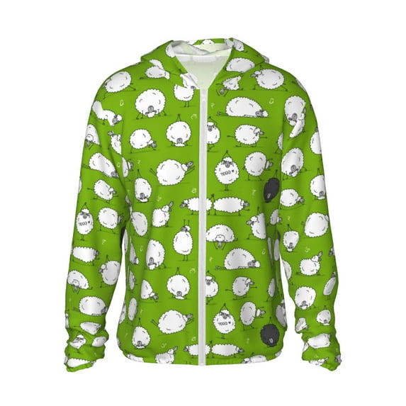 Kll Funny Sheep Doing Yoga Print Men'S Women’s Upf 50+ Sun Protection Outdoor Hoodie Jacket Long Sleeve Fishing Hiking Performance Shirt- 3x-Large
