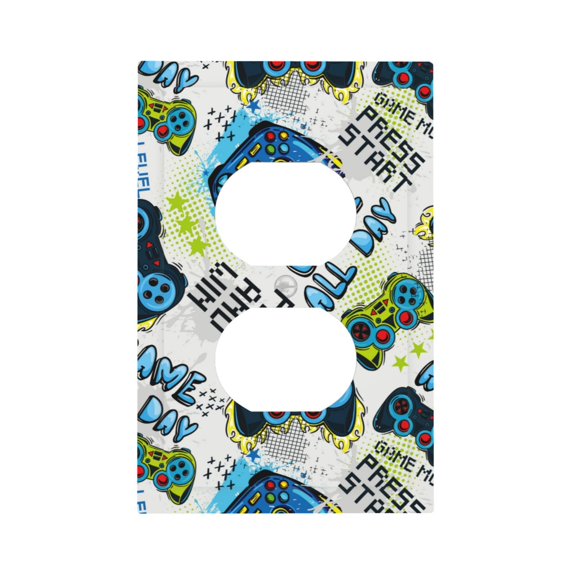 Kll Game All Day Wall Plate,Gloss Finish,Standard Size 1 - 5" X 3", Polycarbonate Thermoplastic,Electric Receptacle Plug Covers