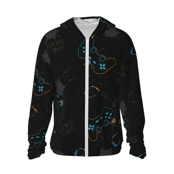 Kll Game Time Print Men'S Women’s Upf 50+ Sun Protection Outdoor Hoodie Jacket Long Sleeve Fishing Hiking Performance Shirt- Small