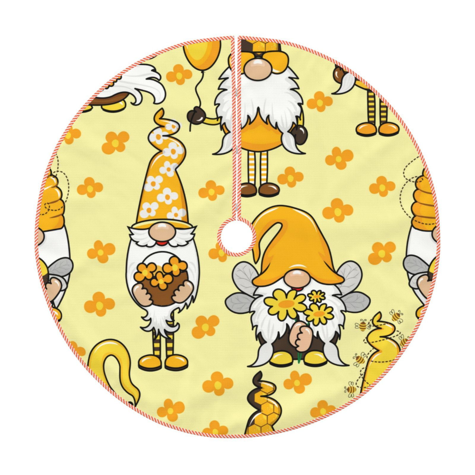 Kll Garden Honeybee Gnomes Christmas Tree Skirt ,Party Decorations