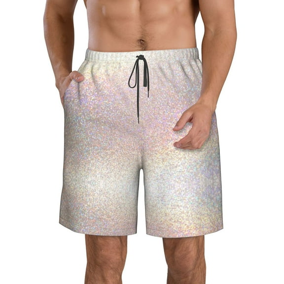 Kll Glitter Light Pearl Men'S Casual Summer Beach Shorts Hawaiian Shorts With Pockets-Large