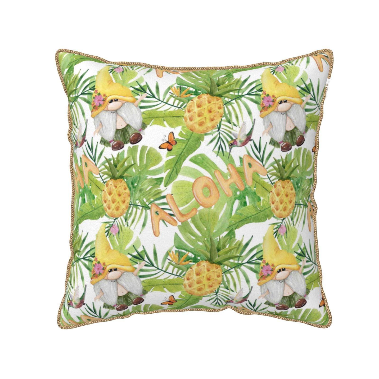 Kll Gnome And Pineapple Decorative Throw Pillow Covers Velvet Soft For