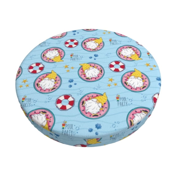Kll Gnome Pool Party Round Bar Chair Cushion Cover 12 Inch,Bar Stool Protector With Elastic, Soft Washable
