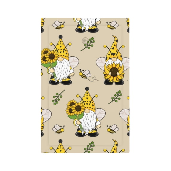 Kll Gnomes Bees And Sunflowers Wall Plate,Gloss Finish,Standard Size 1 - 5" X 3", Polycarbonate Thermoplastic,Electric Receptacle Plug Covers