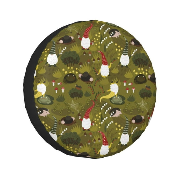 Kll Gnomes Playing In The Garden Tire Cover,Universal Wheel Tire Cover For Trailer, Rv, Suv, Truck,Camper And Many Vehicle,(16 Inch)