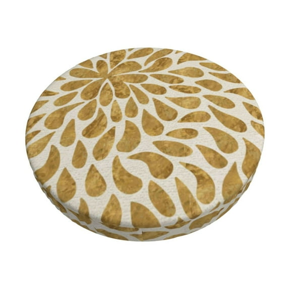 Kll Gold Drops Round Bar Chair Cushion Cover 12 Inch,Bar Stool Protector With Elastic, Soft Washable