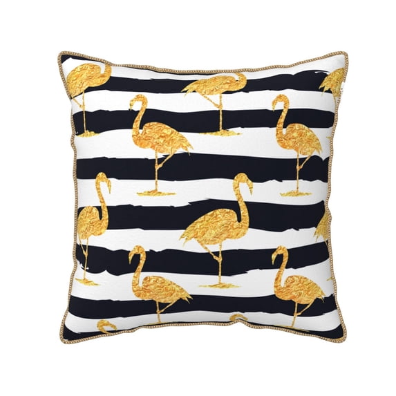 Kll Gold Flamingo Decorative Throw Pillow Covers Velvet Soft For Couch Sofa Bedroom Living Room Outdoor -16"X16"