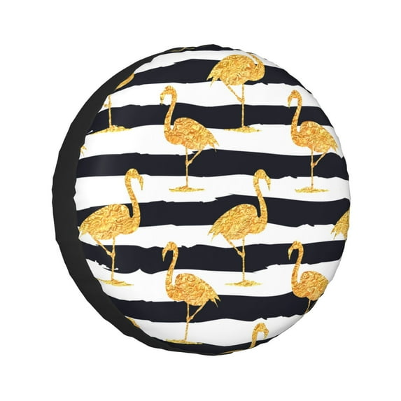 Kll Gold Flamingo Tire Cover,Universal Wheel Tire Cover For Trailer, Rv, Suv, Truck,Camper And Many Vehicle,(15 Inch)