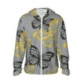 thumbnail image 1 of Kll Golden Glitter Butterflies Print Men'S Women’s Upf 50+ Sun Protection Outdoor Hoodie Jacket Long Sleeve Fishing Hiking Performance Shirt- Medium, 1 of 8