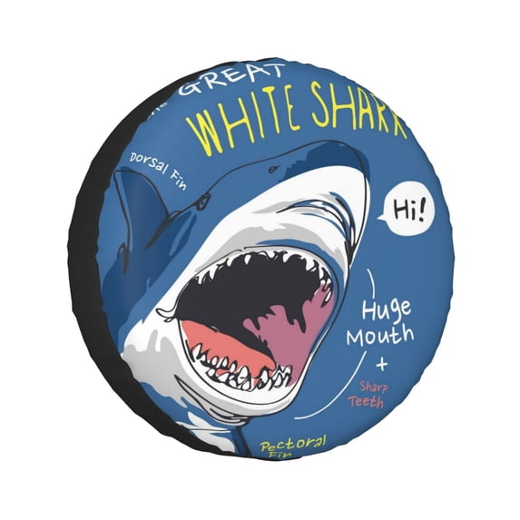Kll Great White Shark Tire Cover,Universal Wheel Tire Cover For Trailer, Rv, Suv, Truck,Camper And Many Vehicle,(17 Inch)