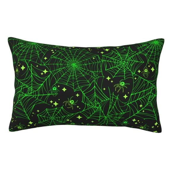 Kll Green Bright Web With Spiders Pillow Covers Envelope Closure,Super Soft And Cozy Fuzzy Fleece Pillow Case Cover 20"X30"