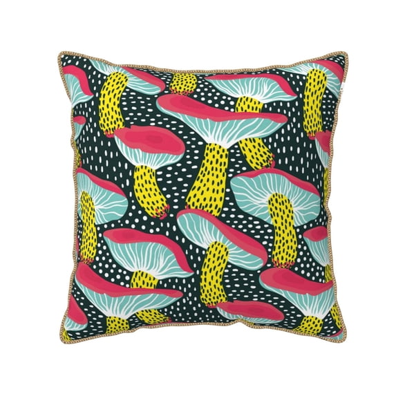 Kll Green Mushroom Decorative Throw Pillow Covers Velvet Soft For Couch Sofa Bedroom Living Room Outdoor -16"X16"
