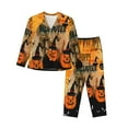 thumbnail image 1 of Kll Halloween 3 Print Women'S Long Sleeve Pajamas With Pants Sleepwear Loungewear 2 Set-Small, 1 of 9