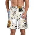 thumbnail image 1 of Kll Hand Drawn Animals Men'S Casual Summer Beach Shorts Hawaiian Shorts With Pockets-Xx-Large, 1 of 9
