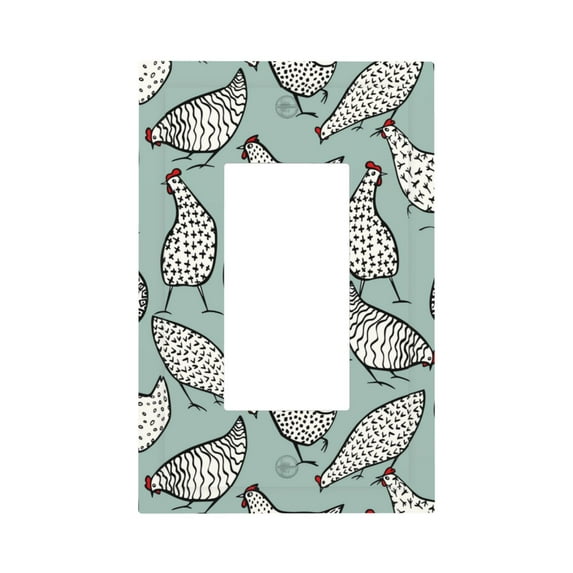 Kll Hand Drawn Chickens Wall Plate,Gloss Finish,Standard Size 1 - 5" X 3", Polycarbonate Thermoplastic,Electric Receptacle Plug Covers