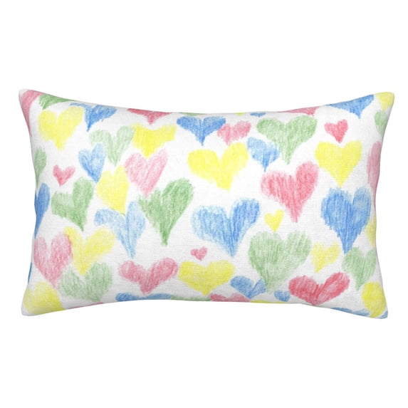 Kll Hand Drawn Colored Hearts Pillow Covers Envelope Closure,Super Soft And Cozy Fuzzy Fleece Pillow Case Cover 20"X30"