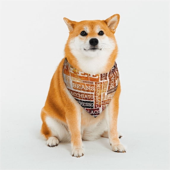 Kll Hand Drawn Vintage Coffee Dog Bandanas,Triangle Reversible Pet Scarf For Small Medium Large And Extra Large Dogs-Medium