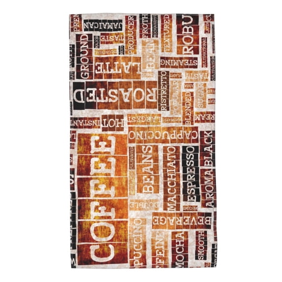 Kll Hand Drawn Vintage Coffee Ultra Absorbent & Soft Hand Towels For Bath, Hand, Face, Gym And Spa-27.5x16in