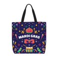 thumbnail image 1 of Kll Happy Mardi Gras Pattern Aesthetic Tote Bag For Women Beach Bag Shopping Bags Shoulder Bag Reusable Grocery Bags, 1 of 1