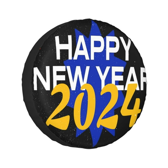 Kll Happy New Year 2024 Tire Cover,Universal Wheel Tire Cover For Trailer, Rv, Suv, Truck,Camper And Many Vehicle,(15 Inch)