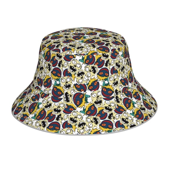 Kll Happy Skeleton Bucket Hat for Women Men Packable Travel Beach Sun Hat Outdoor Rave Accessories Reflective Fisherman Cap