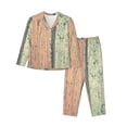 thumbnail image 1 of Kll Hardwood Print Women'S Long Sleeve Pajamas With Pants Sleepwear Loungewear 2 Set-Medium, 1 of 9