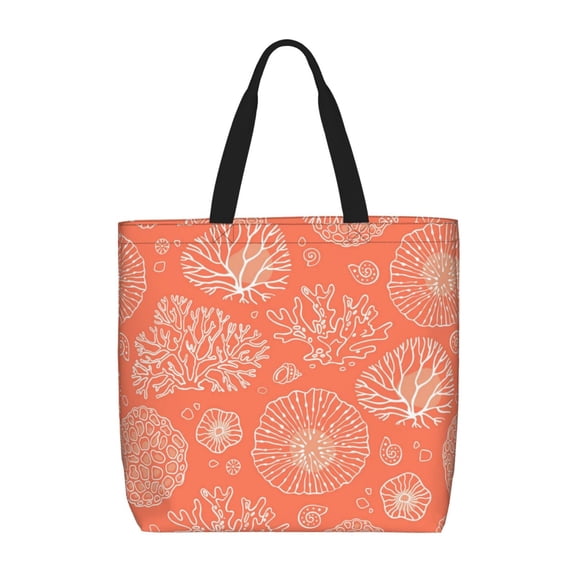 Kll He Marine Theme With Beautiful Corals Pattern Aesthetic Tote Bag For Women Beach Bag Shopping Bags Shoulder Bag Reusable Grocery Bags