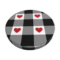 thumbnail image 1 of Kll Heart Black Buffalo Plaid Gingham Round Bar Chair Cushion Cover 12 Inch,Bar Stool Protector With Elastic, Soft Washable, 1 of 7