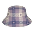 thumbnail image 1 of Kll Heart Check Plaid Bucket Hat For Women Men Packable Travel Beach Sun Hat Outdoor Rave Accessories Reflective Fisherman Cap, 1 of 9