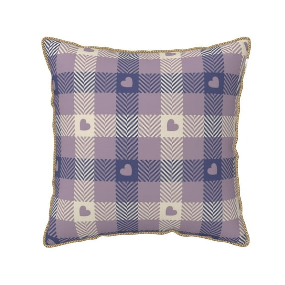 Kll Heart Check Plaid Decorative Throw Pillow Covers Velvet Soft For Couch Sofa Bedroom Living Room Outdoor -18"X18"