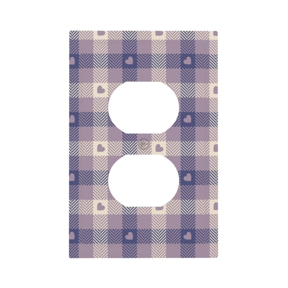 Kll Heart Check Plaid Wall Plate,Gloss Finish,Standard Size 1 - 5" X 3", Polycarbonate Thermoplastic,Electric Receptacle Plug Covers